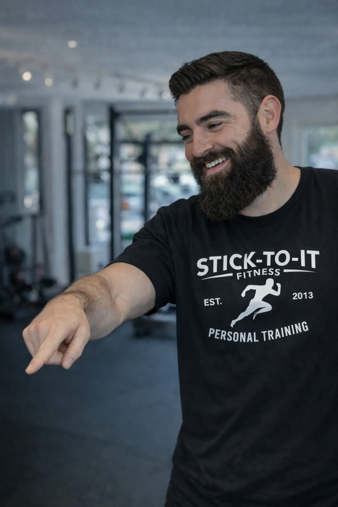 Steve, Guinness World Record holder and personal trainer, coaching in his Portland studio